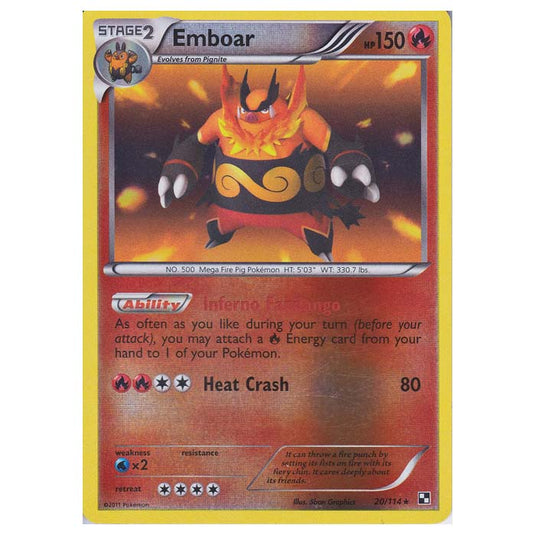 Pokemon - Black & White - (Reverse Holo) Emboar 20/114