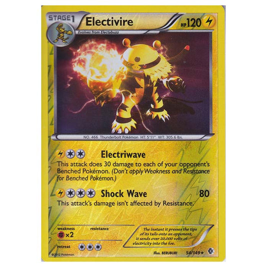 Pokemon - Black & White - Boundaries Crossed (Reverse Holo) - Electivire 54/149