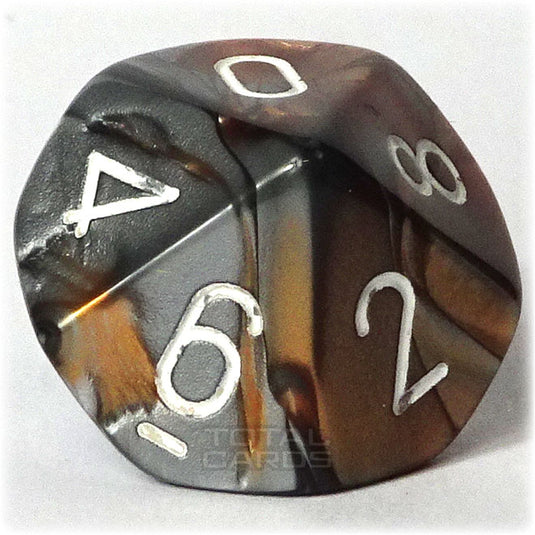 Chessex - Gemini 16mm D10 - Copper-Silver w/White