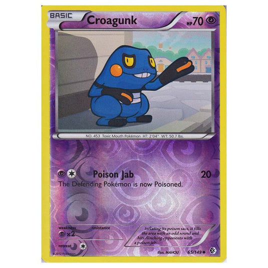 Pokemon - Black & White - Boundaries Crossed (Reverse Holo) - Croagunk 65/149