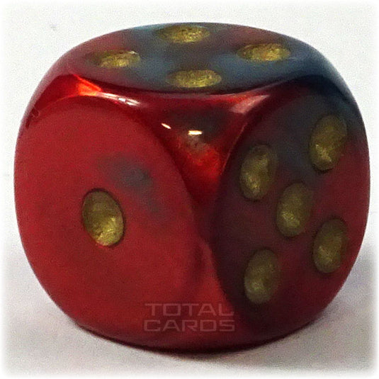 Chessex - Gemini 16mm D6 w/pips - Red-Teal w/Gold