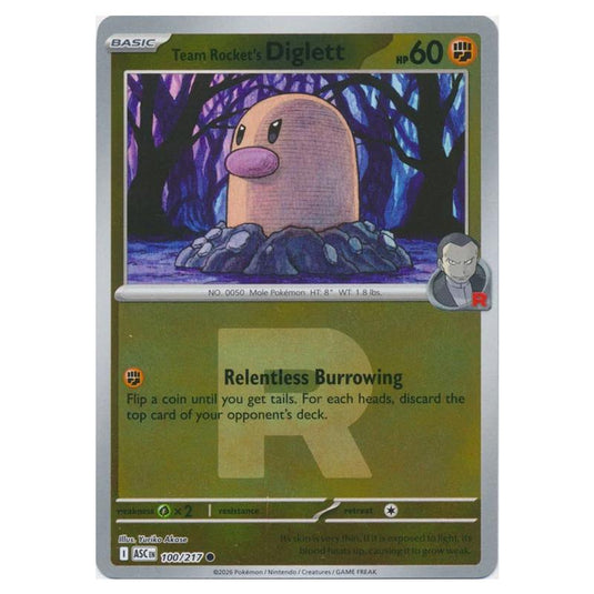 Pokemon - Mega Evolution - Ascended Heroes - Ball & Rocket Reverse Holo - Team Rocket's Diglett - 100/217
