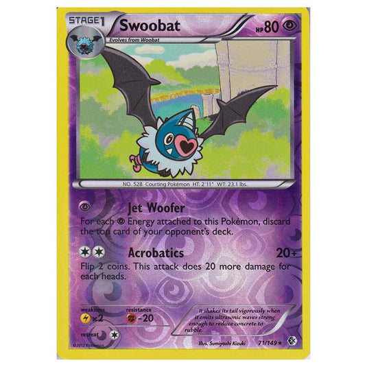 Pokemon - Black & White - Boundaries Crossed (Reverse Holo) - Swoobat 71/149