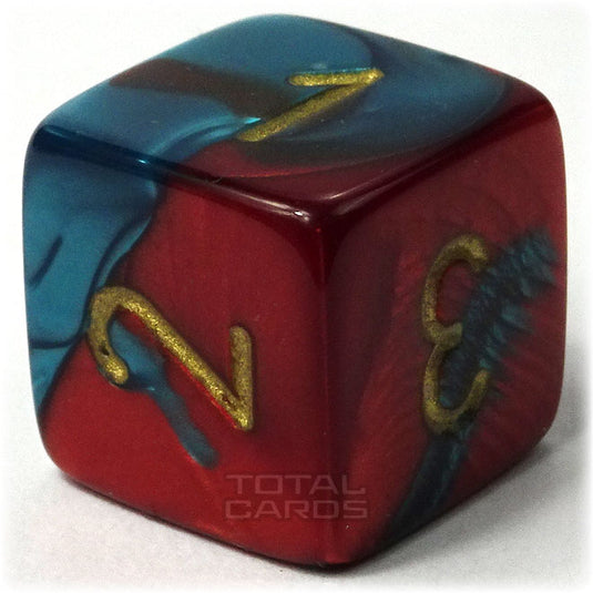 Chessex - Gemini 16mm D6 - Red-Teal w/Gold