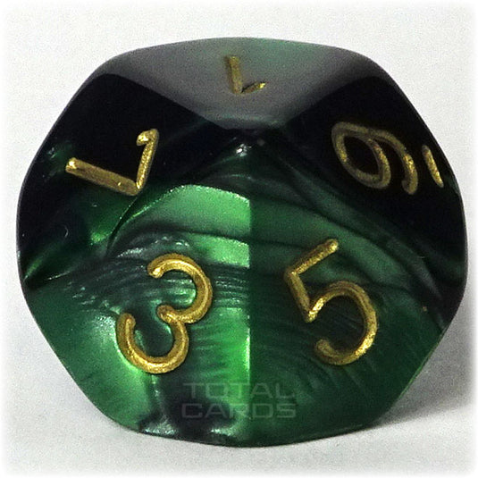 Chessex - Gemini 16mm D10 - Black-Green w/Gold