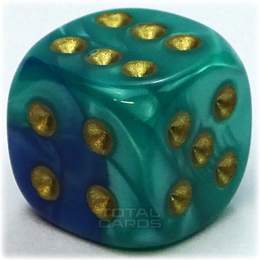 Chessex - Gemini 12mm D6 - Blue-Teal w/Gold