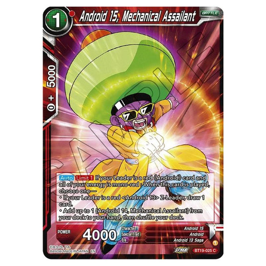 Dragon Ball Super - Fighter's Ambition - Android 15, Mechanical Assailant - BT19-025