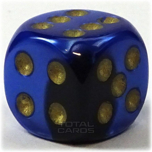 Chessex - Gemini 16mm D6 w/pips - Black-Blue w/Gold