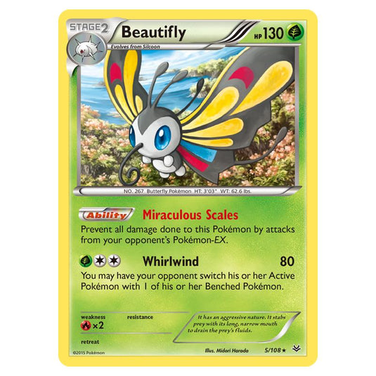 Pokemon - XY - Roaring Skies - Beautifly - 5/108 (Reverse Holo)