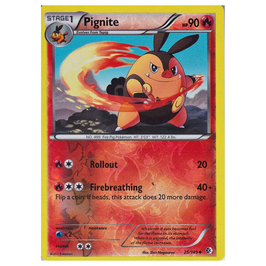 Pokemon - Black & White - Boundaries Crossed (Reverse Holo) - Pignite 25/149