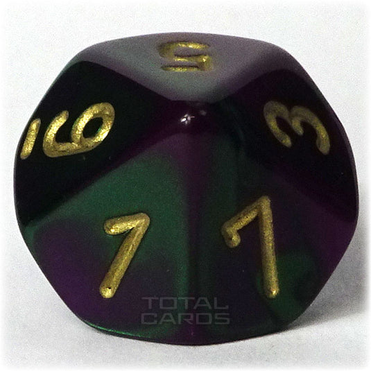 Chessex - Gemini 16mm D10 - Green-Purple w/Gold