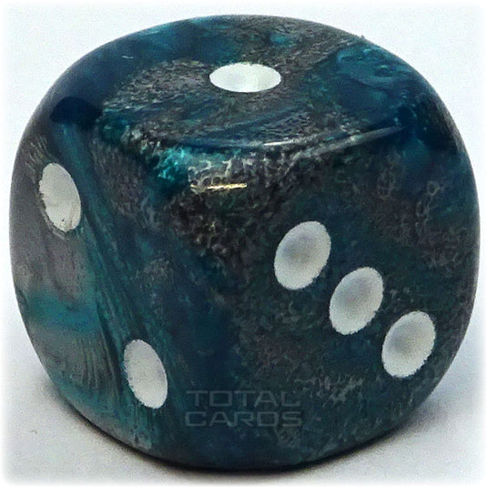 Chessex - Gemini 12mm D6 - Silver-Teal w/White