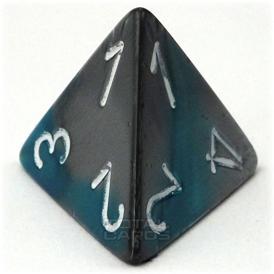 Chessex - Gemini 16mm D4 - Silver-Teal w/White