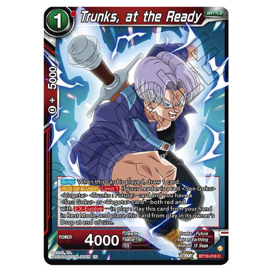 Dragon Ball Super - Fighter's Ambition - Trunks, at the Ready - BT19-016