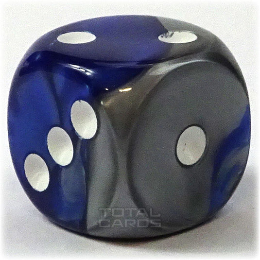 Chessex - Gemini 16mm D6 w/pips - Blue-Silver w/White