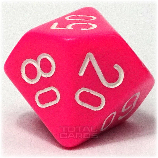 Chessex - Opaque 16mm D10/100 - Pink w/White