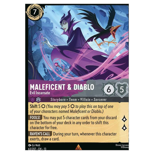 Lorcana - Attack of the Vine! - Maleficent & Diablo - Evil Incarnate (Rare) - 63/207