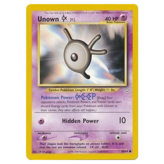 Pokemon - Neo Revelation - Unown K - 58/64/64