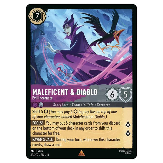Lorcana - Attack of the Vine - Maleficent & Diablo - Evil Incarnate (Rare) - 63/207