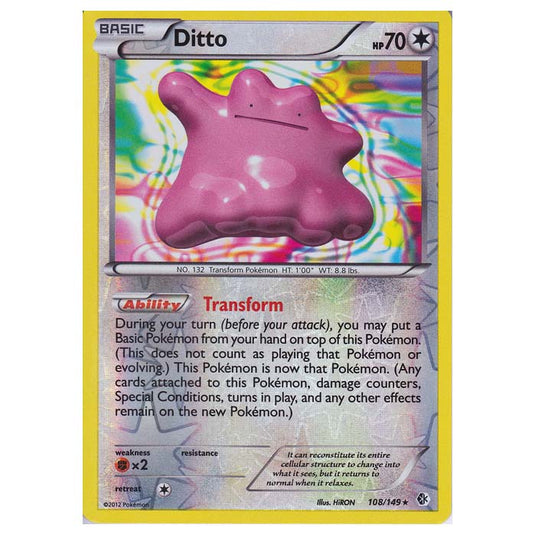 Pokemon - Black & White - Boundaries Crossed (Reverse Holo) - Ditto 108/149