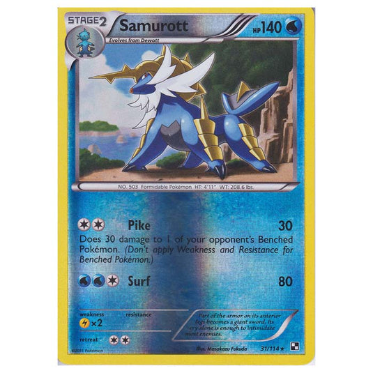 Pokemon - Black & White - (Reverse Holo) Samurott 31/114