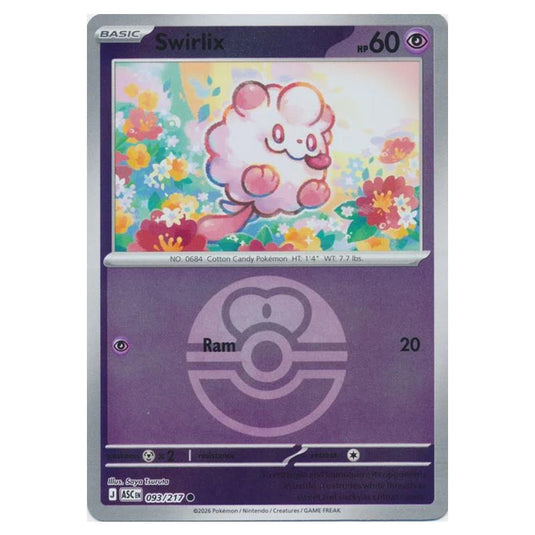 Pokemon - Mega Evolution - Ascended Heroes - Ball & Rocket Reverse Holo - Swirlix - 093/217