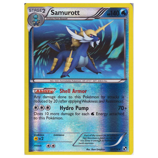 Pokemon - Black & White - (Reverse Holo) Samurott 32/114