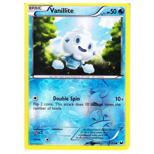 Pokemon - Black & White - Dark Explorers - (Reverse Holo) Vanillite - 33/108