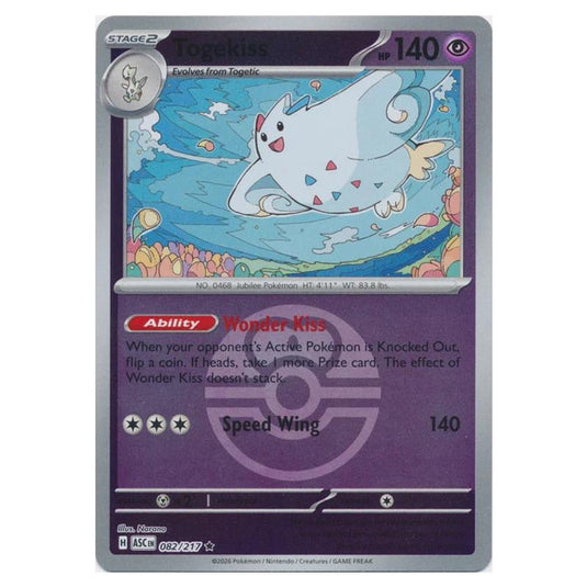 Pokemon - Mega Evolution - Ascended Heroes - Ball & Rocket Reverse Holo - Togekiss - 082/217