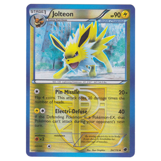 Pokemon - Black & White - Plasma Freeze - (Reverse Holo) Jolteon - 34/116