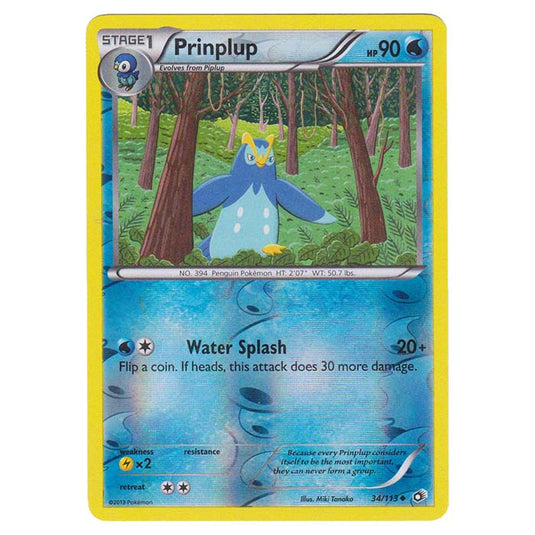 Pokemon - Black & White - Legendary Treasures - (Reverse Holo) Prinplup - 34/113