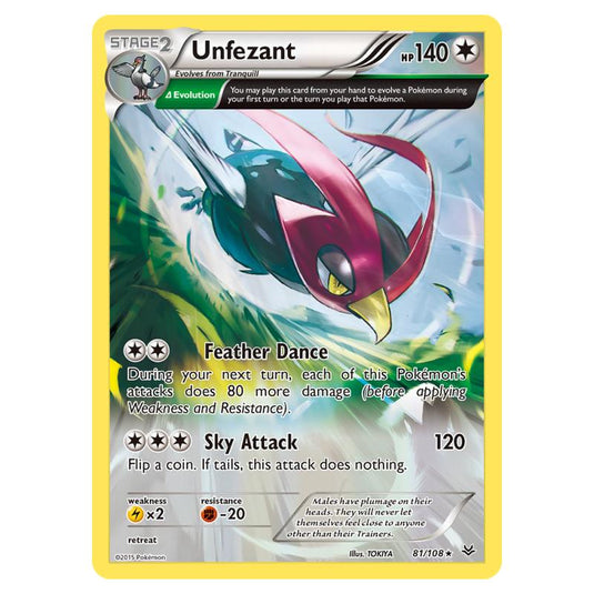 Pokemon - XY - Roaring Skies - Unfezant - 81/108 (Reverse Holo)