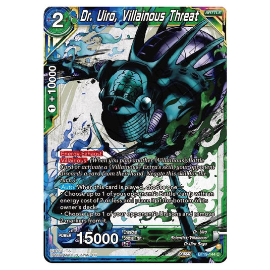 Dragon Ball Super - Fighter's Ambition - Dr. Uiro, Villainous Threat - BT19-144