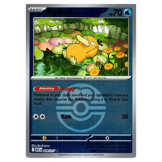 Pokemon - Mega Evolution - Ascended Heroes - Ball & Rocket Reverse Holo - Psyduck - 039/217