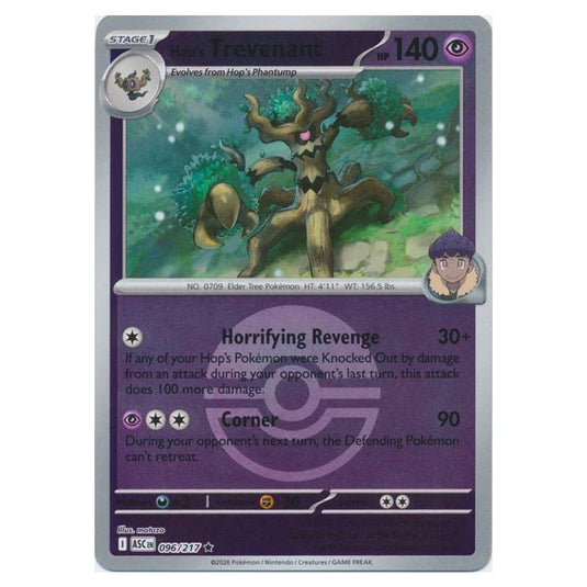 Pokemon - Mega Evolution - Ascended Heroes - Ball & Rocket Reverse Holo - Hop's Trevenant - 096/217
