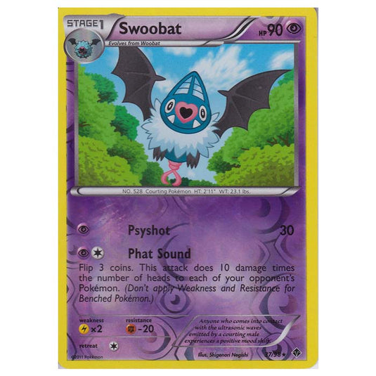 Pokemon - Black & White - Emerging Powers - (Reverse Holo) - Swoobat 37/98