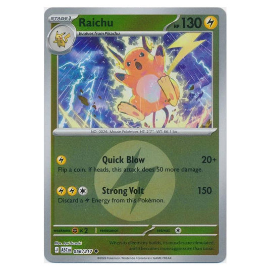 Pokemon - Mega Evolution - Ascended Heroes - Energy Reverse Holo - Raichu - 056/217