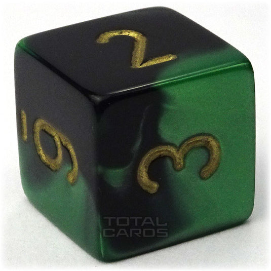 Chessex - Gemini 16mm D6 - Black-Green w/Gold