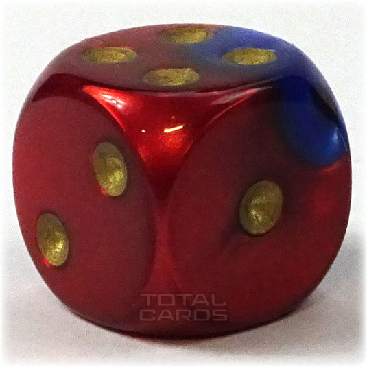 Chessex - Gemini 16mm D6 w/pips - Blue-Red w/Gold