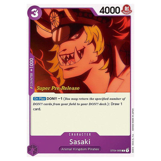 One Piece - ST-04: Starter Deck - Animal Kingdom Pirates - Super Pre-Release - Sasaki - ST04-006p