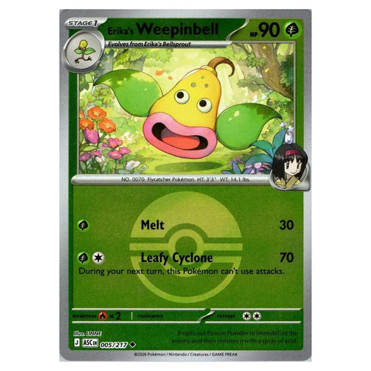 Pokemon - Mega Evolution - Ascended Heroes - Ball & Rocket Reverse Holo - Erika's Weepinbell - 005/217