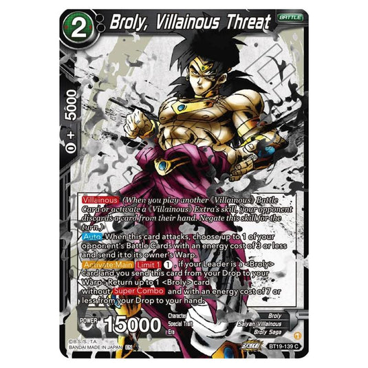 Dragon Ball Super - Fighter's Ambition - Broly, Villainous Threat - BT19-139