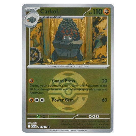 Pokemon - Mega Evolution - Ascended Heroes - Ball & Rocket Reverse Holo - Carkol - 119/217