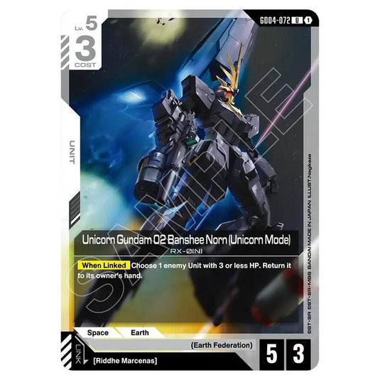Gundam Card Game - GD-04: Phantom Aria - Unicorn Gundam 02 Banshee Norn (Unicorn Mode) (U) - GD04-072