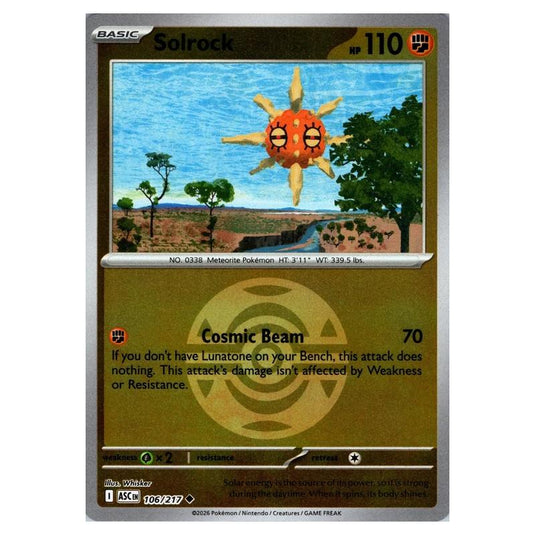 Pokemon - Mega Evolution - Ascended Heroes - Ball & Rocket Reverse Holo - Solrock - 106/217