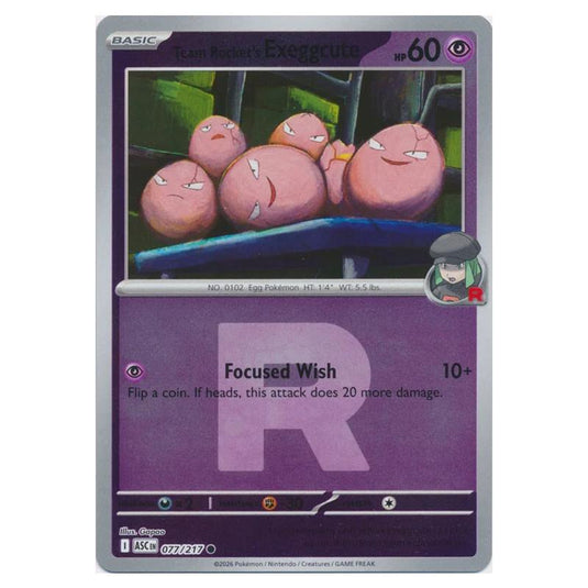 Pokemon - Mega Evolution - Ascended Heroes - Ball & Rocket Reverse Holo - Team Rocket's Exeggcute - 077/217