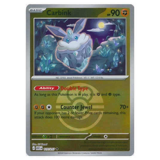Pokemon - Mega Evolution - Ascended Heroes - Ball & Rocket Reverse Holo - Carbink - 117/217