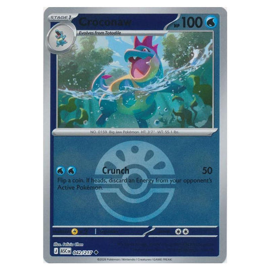 Pokemon - Mega Evolution - Ascended Heroes - Ball & Rocket Reverse Holo - Croconaw - 042/217