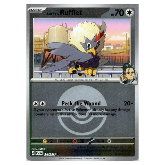 Pokemon - Mega Evolution - Ascended Heroes - Ball & Rocket Reverse Holo - Larry's Rufflet - 173/217