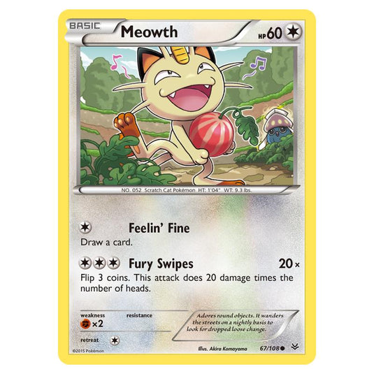 Pokemon - XY - Roaring Skies - Meowth - 67/108 (Reverse Holo)